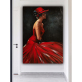 Handmade  Texture Oil Painting A woman in a red evening dress Abstract Art Wall Pictures  Decoration