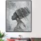 African women art oil painting white and black poster and print portrait decorative painting for living room