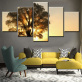 The Setting Sun Penetrates The View Of Tall Tree 5 Pieces Of Oil Painting Canvas Spray Painting Home Wall Decoration Painting