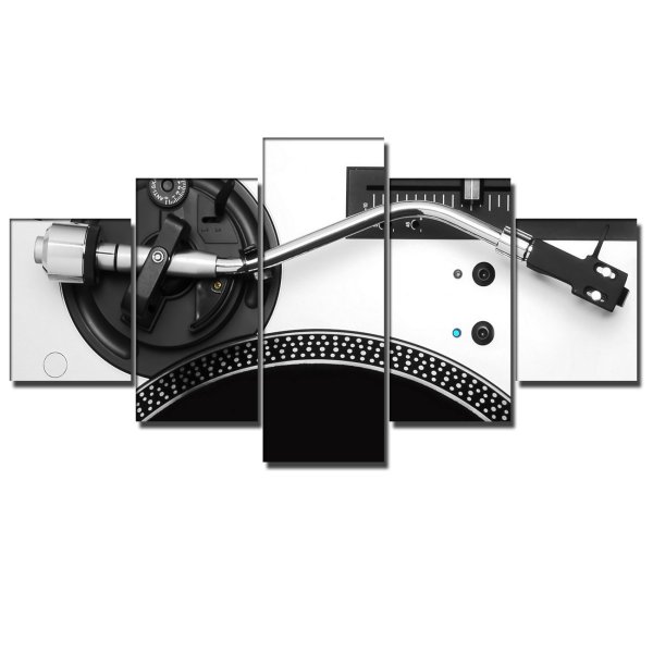 Modern Frameless Black And White Metal Mechanical Disc Music Instrument Canvas Wall Art 5 Combination Painting Home Decor Oil
