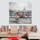 Modern Decoration Romantic Eiffel Tower Bike Canvas Painting Custom Handmade Quality Canvas Oil Painting