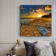 Custom landscape setting sun with sea scenic art canvas oil painting, home wall decor crafts printed canvas painting