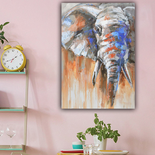 Home Decorative Handmade Modern Picture Elephant Animal Abstract Wall Art Oil Paintings On Canvas