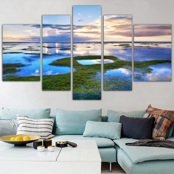Modern five printed landscape painting living room sofa background canvas decoration painting