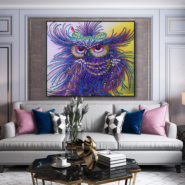 DIY 5D Diamond Painting by Number Kit Full Drill Rhinestone Embroidery Owl Pictures Arts Crafts for Home Wall Decoration Flaming