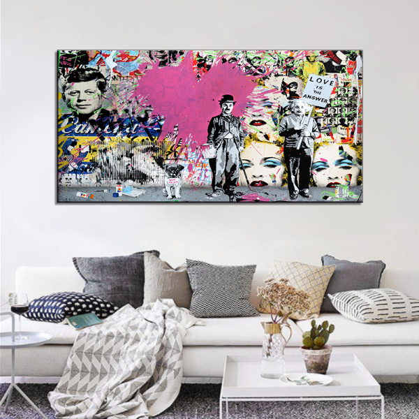 Modern Canvas Painting Graffiti Art Prints Love is answer Oil Painting Modern Wall Arts and Prints Living Room Decor