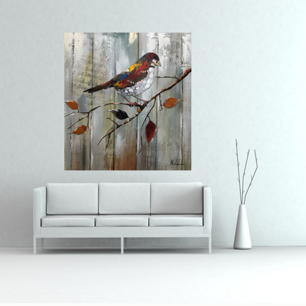 Hot selling handmade picture oil painting hummingbirds theme floral canvas painting custom printing