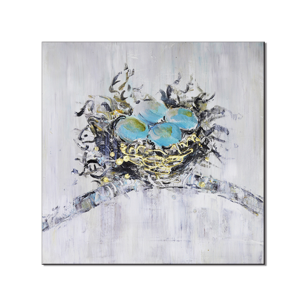 Handmade Wall Decoration Distressed Abstract Bird nest Canvas Art Oil Painting for living room decor Vintage poster wall decor