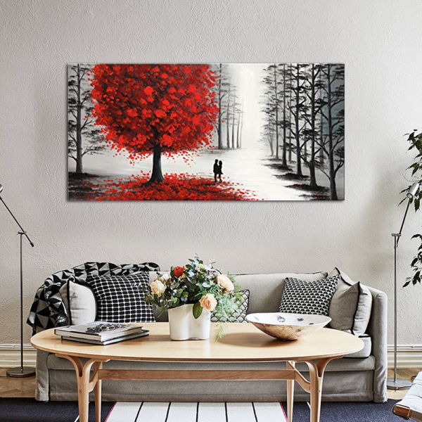 Modern abstract paintings black and white posters red tree art couple posters love wall pictures for living room home decor