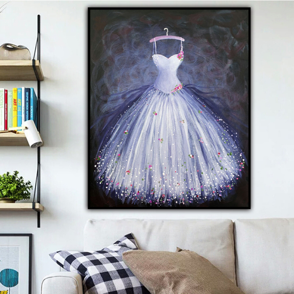100% Handmade Texture Oil PaintingPurple pompous skirt Dress  Abstract Art Wall Pictures for Living Room Home Office Decoration