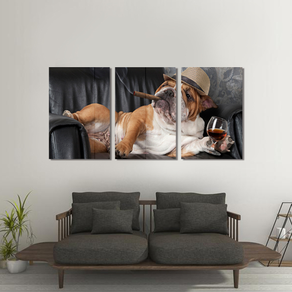 Jazz Dog Shake Red Wine Glass Modern 3 Frameless Interior Decoration Oil Painting