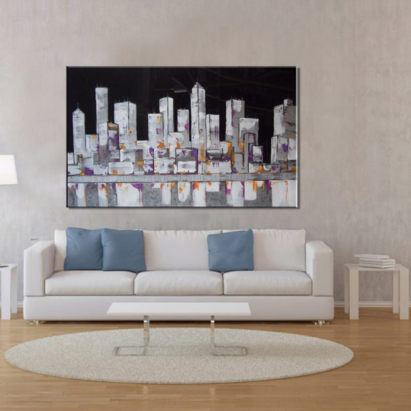 100% Handmade City View Abstract Painting Modern Art Picture For Living Room Modern Canvas Art High Quality