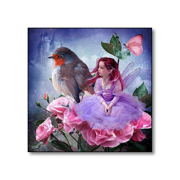 Factory direct sale cartoon girl and bird  painting children gift 5D DIY diamond painting set