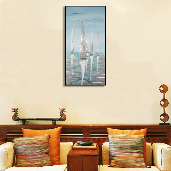 Home decor metal sea scenic painting, handmade beautiful oil painting on canvas
