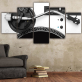Modern Frameless Black And White Metal Mechanical Disc Music Instrument Canvas Wall Art 5 Combination Painting Home Decor Oil