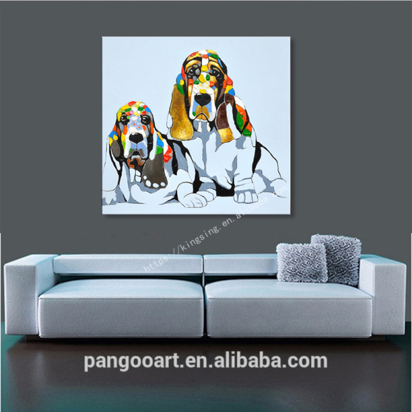 hand painted cute dog painting wall art Abstract animal art 100% handmade oil painting canvas wall decoration