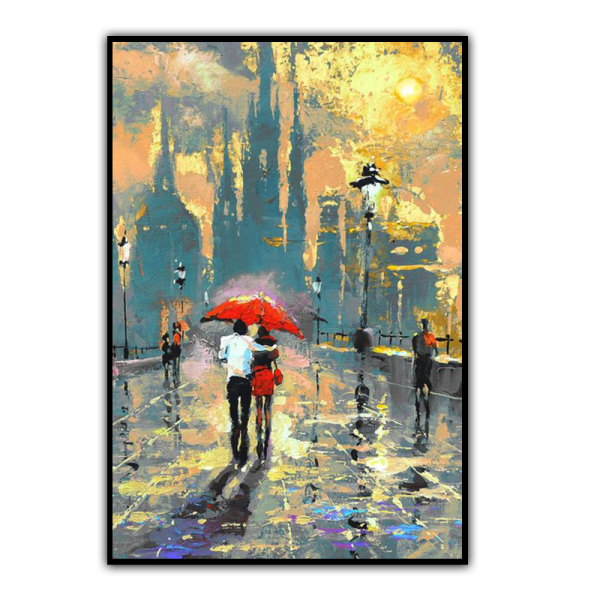 100% Handmade  Texture Oil Painting Go home with your lover after work Abstract Art Wall Pictures