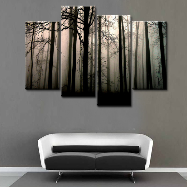 Mysterious Fog Forest Mural Oil Paintings 4 Home Decoration Paintings On The Wall