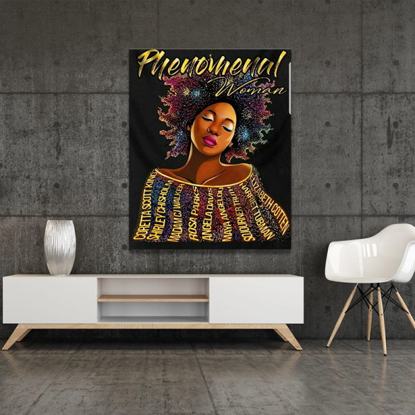 Africa hot sale  wall decorative portrait Fashionable black woman  beautiful hair frameless canvas oil painting wall painting