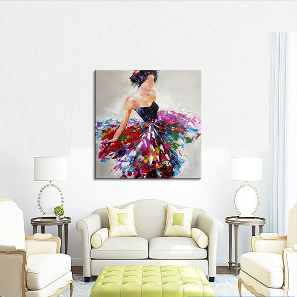 handmade oil painting Dancing girl  Thick texture home decor  Wall Decoration