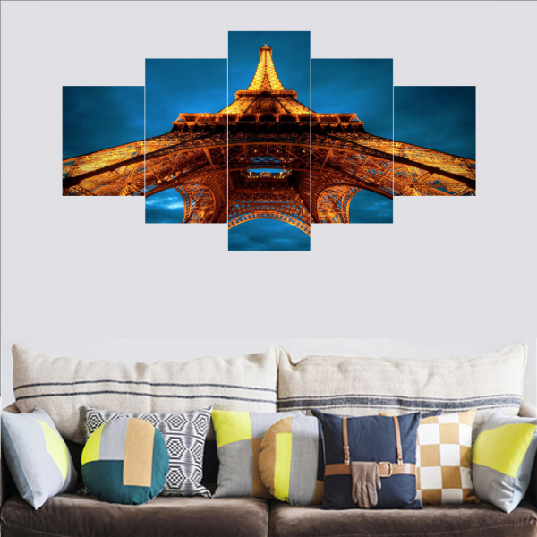 Modern Frameless Golden Light Eiffel Tower Printing Wall Art Home Oil Painting Decoration 5 Living Room Pictures
