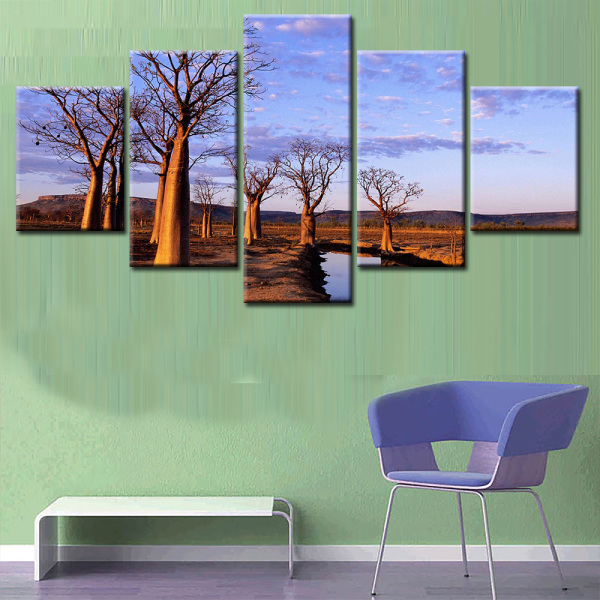 Modern 5 Frameless Canvas Blue Sky Tall Tree Picture Printing Art Home Decoration 5 Living Room Picture
