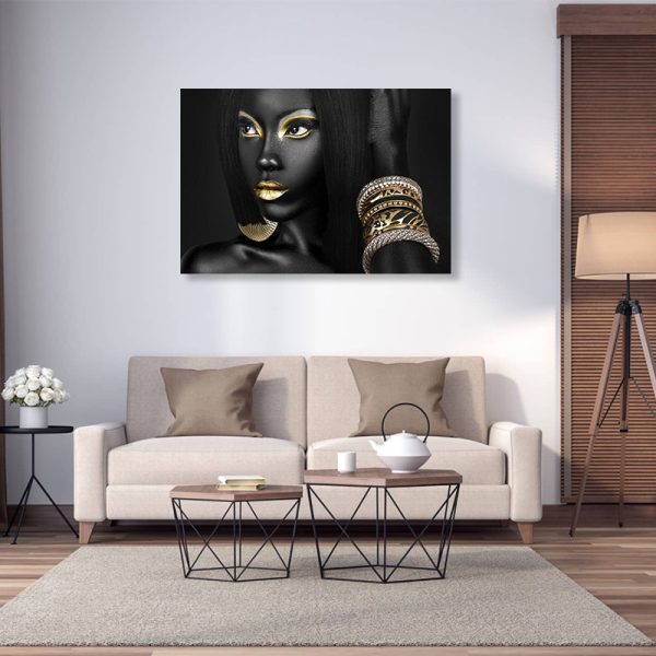 African Artwork canvas print painting for dinning room home hotel, Wall Decoration black women portrait painting on canvas