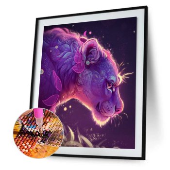 Custom Canvas Wall Art 5D Diy Crystal Homfun Diamond Painting Set  Colorful Lion Animal Diamond Paint by number for Amazon