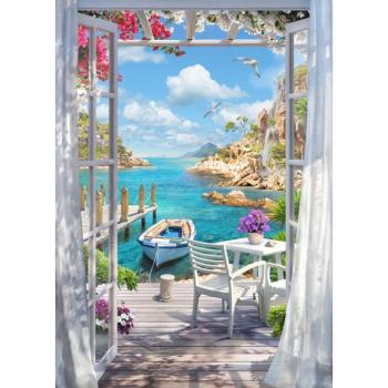 Wholesale Custom Round Crystal Homefun DIY Window Seascape 5D Diamond Painting By Numbers For Adults Animal Paint By Numbers