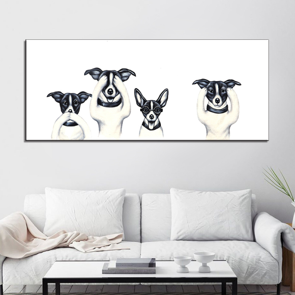 Lovely dog Animal Landscape Oil Painting on Canvas Art Poster and Print Abstract Art Wall Picture for Living Room Decor