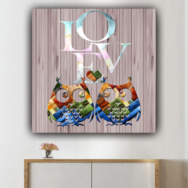 Living room furniture art custom design LOVE english two owls picture canvas original product print painting