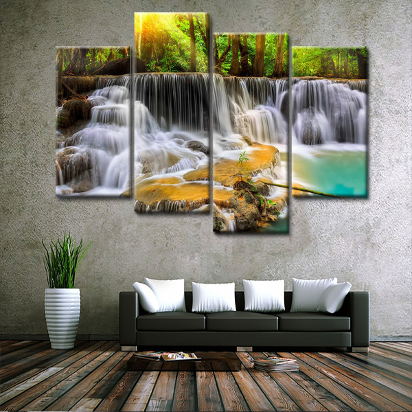 Oil Painting Mountains And Rivers Landscape 4 Collage Printing Decoration Painting On The Wall Of Home Hotel