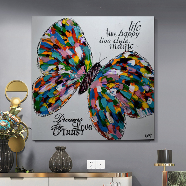 Handmade Abstract Golden Butterfly Oil Painting On Canvas Handpainted Abstrat Paintings For Living Room Decor Wall Art Pictures