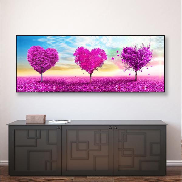 Digital oil painting customized color heart tree picture OEM printed canvas painting