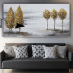 Wholesale hot sale home decor oil painting thick texture golden trees wall art painting on canvas