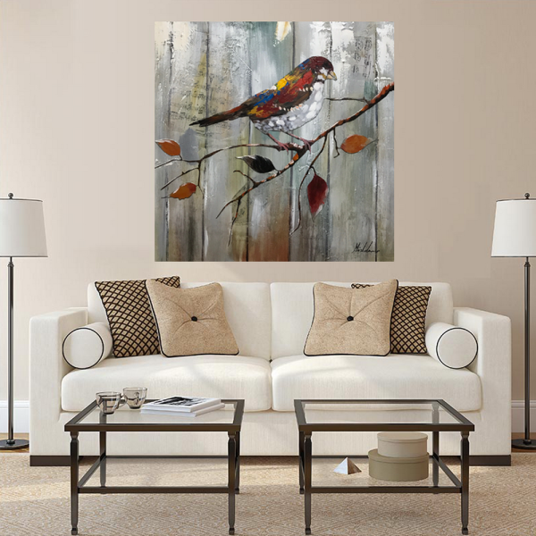 Hot selling handmade picture oil painting hummingbirds theme floral canvas painting custom printing