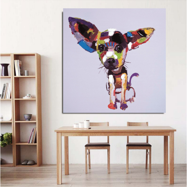 Cute puppy lovely animal wall art picture pop art hand painting on canvas for kids boy's room