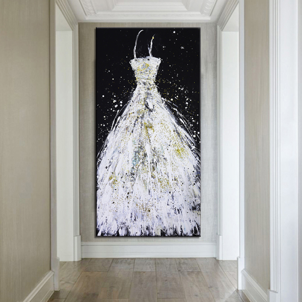 Modern Abstract oil painting wall art Women White wedding dress Painting hand oil Painting on canvas Home Decoration