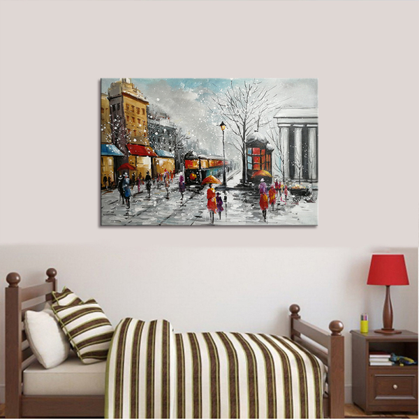 100% Handmade  Texture Oil Painting Character street view Abstract Art Wall Pictures for Living Room Home Office Decoration