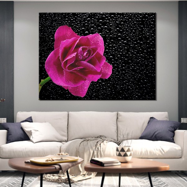 New arrival rose canvas still life art modern flower oil framed painting wall For living room home wall decor