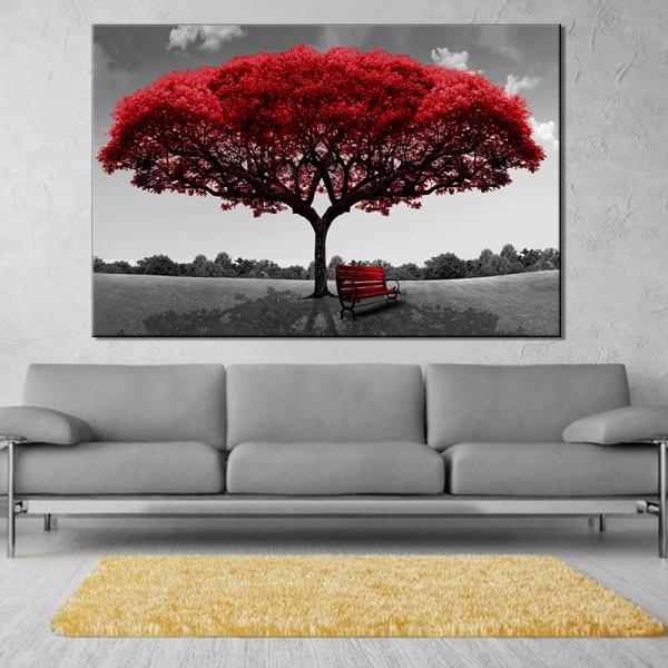 High Quality Painting Canvas Wall Art Modern Landscape Tree Canvas Print Picture For Hotel Decor Picture