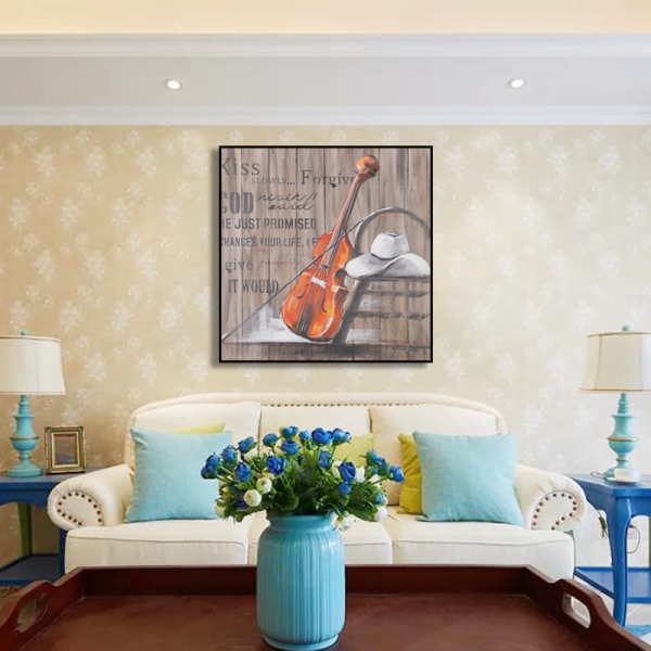 Factory sale abstract violin instrument handmade oil painting, custom design wall decor abstract painting