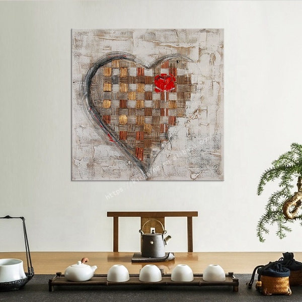 Professional Supplier Wall Art Painting Hand Painted Picture Crafts Wall Decoration, Modern Handmade Heart Oil Painting