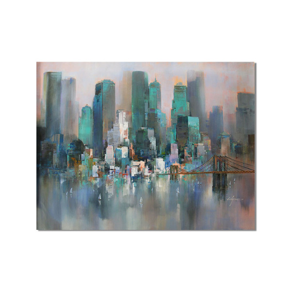 Prosperous City Abstract Oil Paintings On Canvas Modern Wedding Decor Wall Handmade Pictures Home Decoration Unframed Painting
