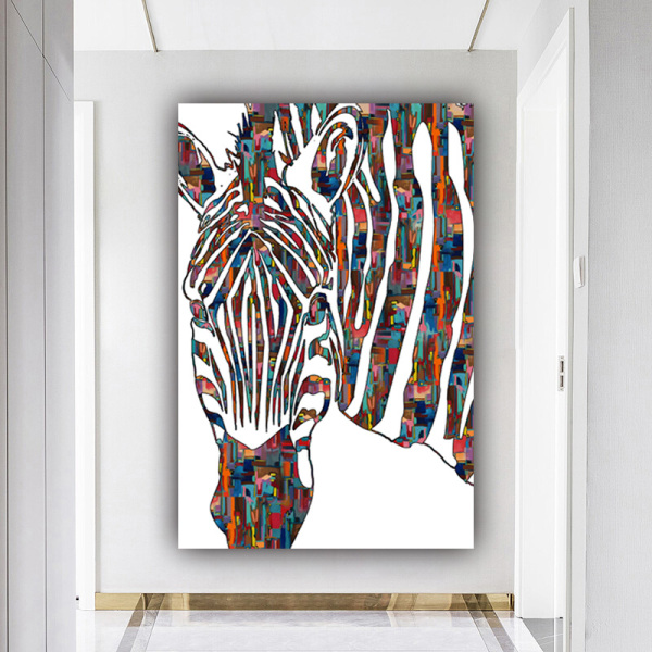 Modern home decoration painting wall art custom design color zebra picture print product canvas painting