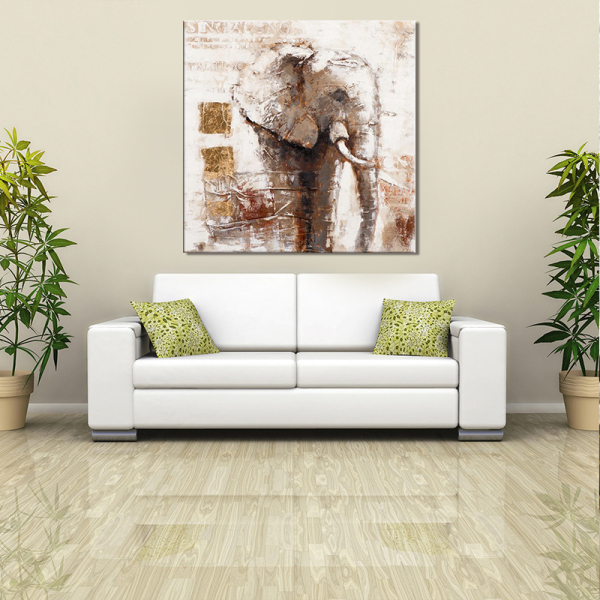 East Hot Selling Design Grey Elephant Wall Art decoration painting Handmade Abstract Decoration Oil Painting Accept Custom