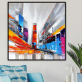 100% Handmade  Texture Oil Painting Abstract street view of the building Art Wall Pictures