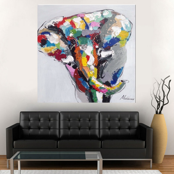 New selling colorful elephant theme abstract animal handmade oil painting