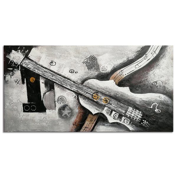 100% Handmade  Texture Oil Painting dark guitar   Abstract Art Wall Pictures for Living Room Home Office Decoration