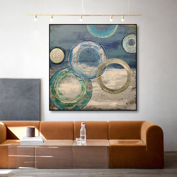 Most popular manufacturer factory metal circle art abstract oil painting, home modern handmade oil painting wall